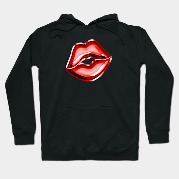 Red lips Hoodie by artsytee